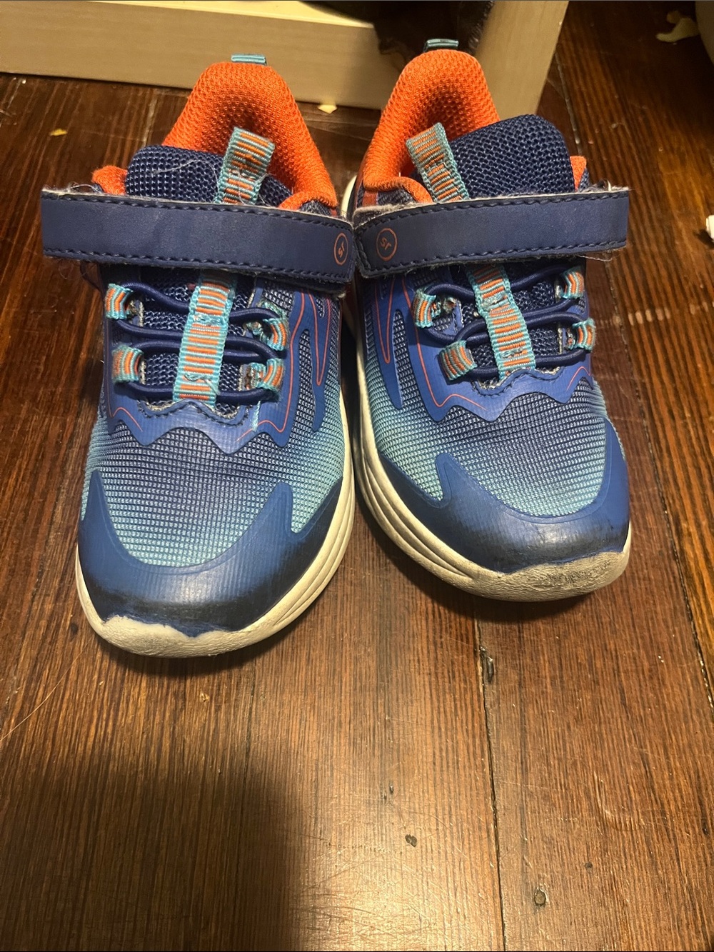 Stride Rite Blue and Orange Kids Velcro Athletic Sneakers
